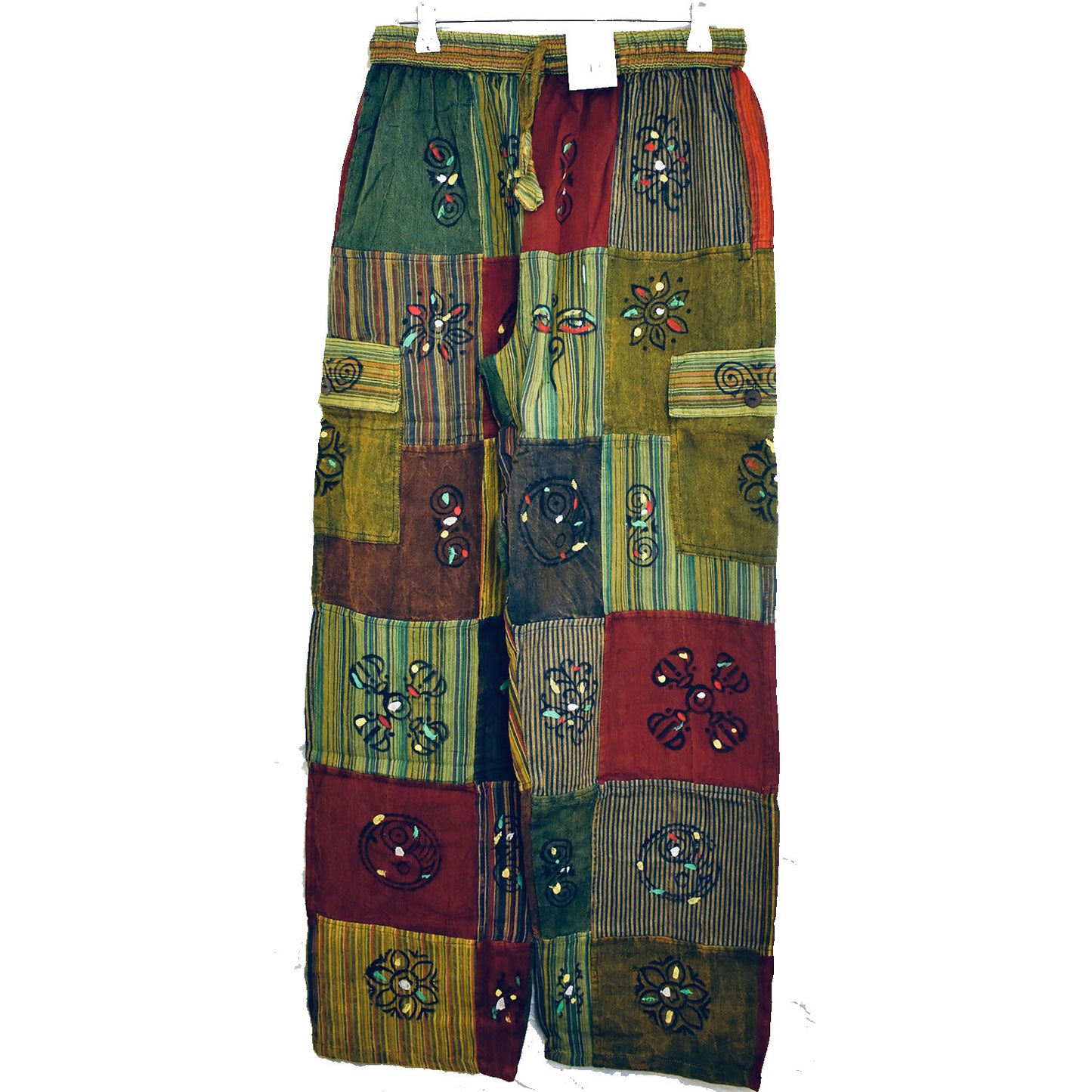 Ganesha Handicrafts Patchwork Stamped Trousers, Trousers, Multicolour Trousers, Stamped Trousers, Patchwork Trousers, Design Trousers