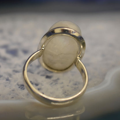 Ganesha Handicrafts, Plain Moonstone Ring, Moonstone Ring, Womens Trending Ring, Womens New Model Rings, Fashion Ring For Women's, Women's Ring. 