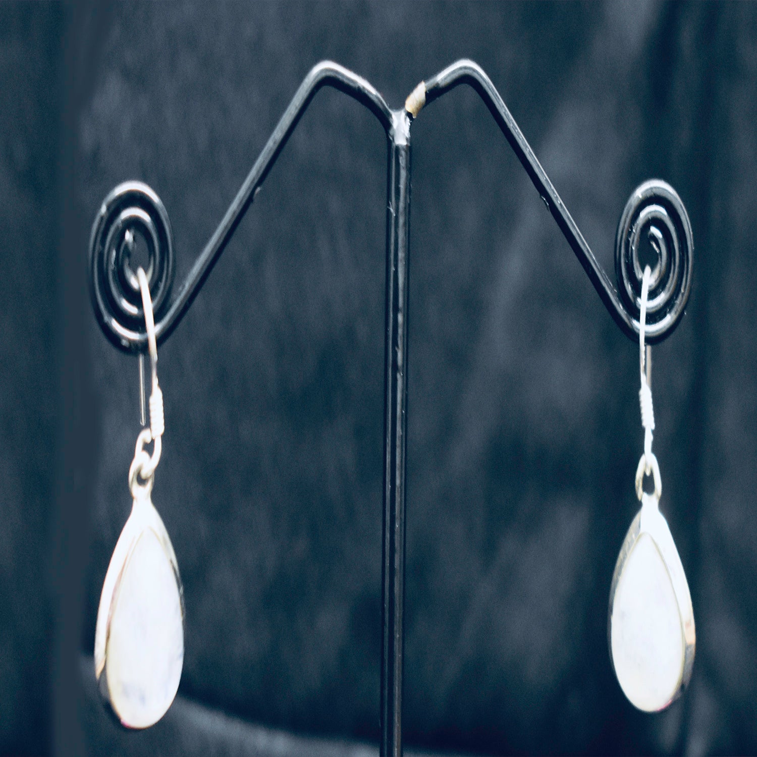 Ganesha Handicrafts, Plain Moonstone Tear-drop Earrings, Plain Moonstone Earrings, Plain Tear-drop Earrings, Womens Fashion Drop Earrings, New Model Drop Earrings, Womens Trending Earrings, New Collection of Women's Earrings. 