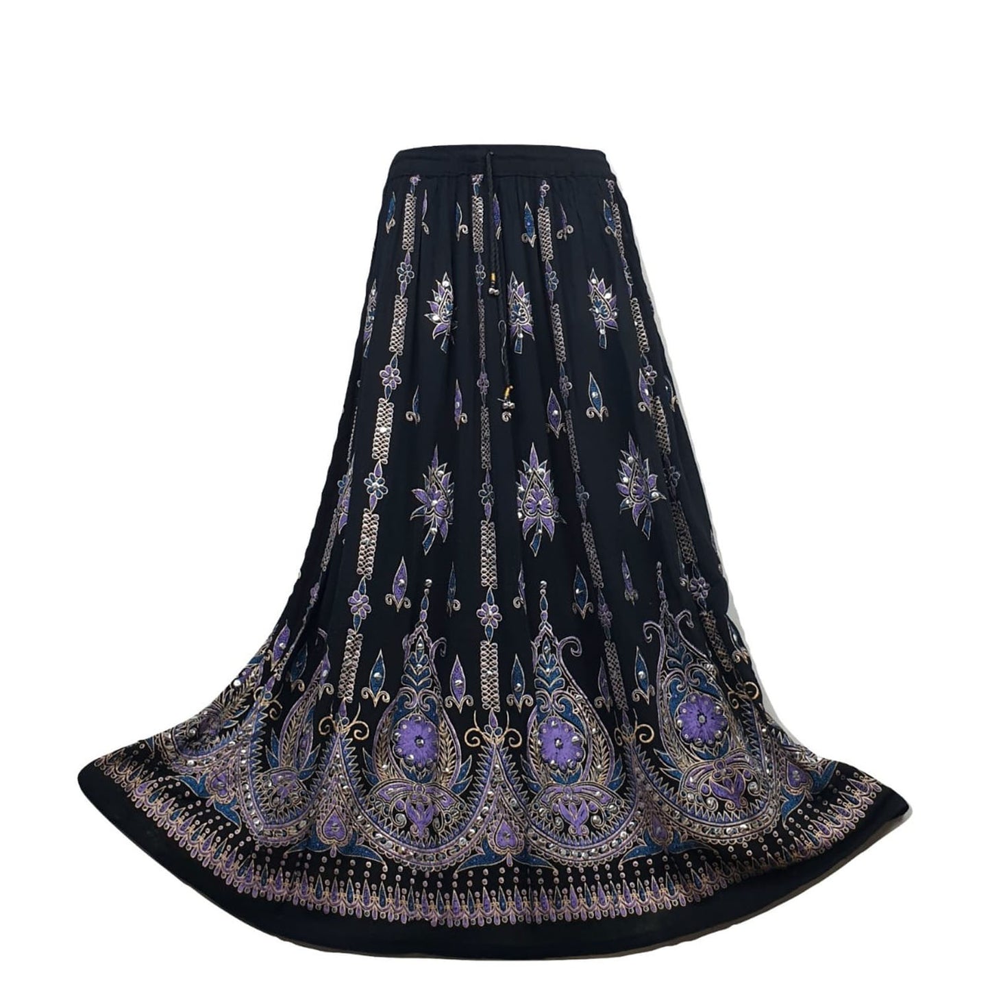 Ganesha Handicrafts-Sequin Skirt Long Dark Shades, Womens Sequin Skirt Long Dark Shades, Women's Fashion Sequin Skirts, Long Sequin Skirts, Black Colour Sequin Skirt, Dark Shades Long Sequin Skirt.