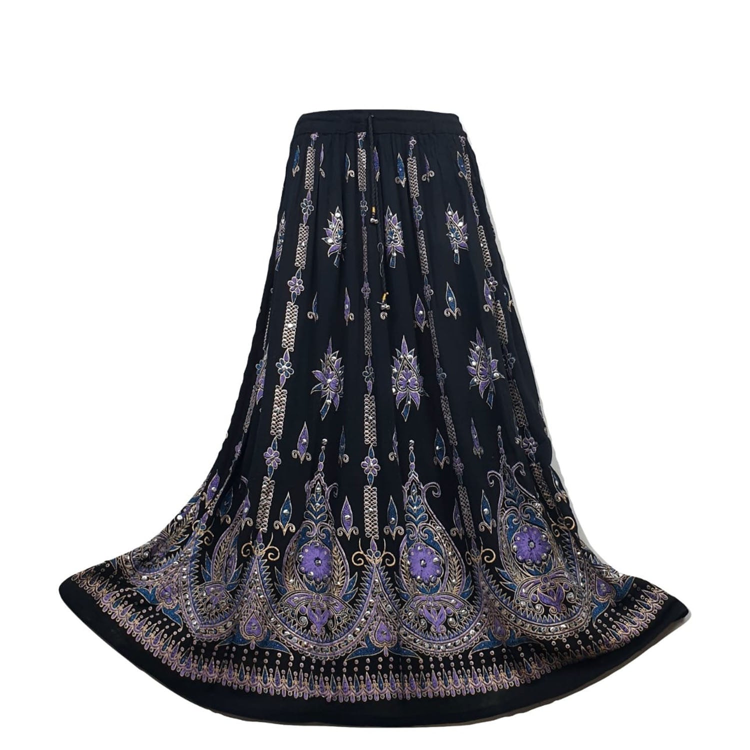 Ganesha Handicrafts-Sequin Skirt Long Dark Shades, Womens Sequin Skirt Long Dark Shades, Women's Fashion Sequin Skirts, Long Sequin Skirts, Black Colour Sequin Skirt, Dark Shades Long Sequin Skirt.