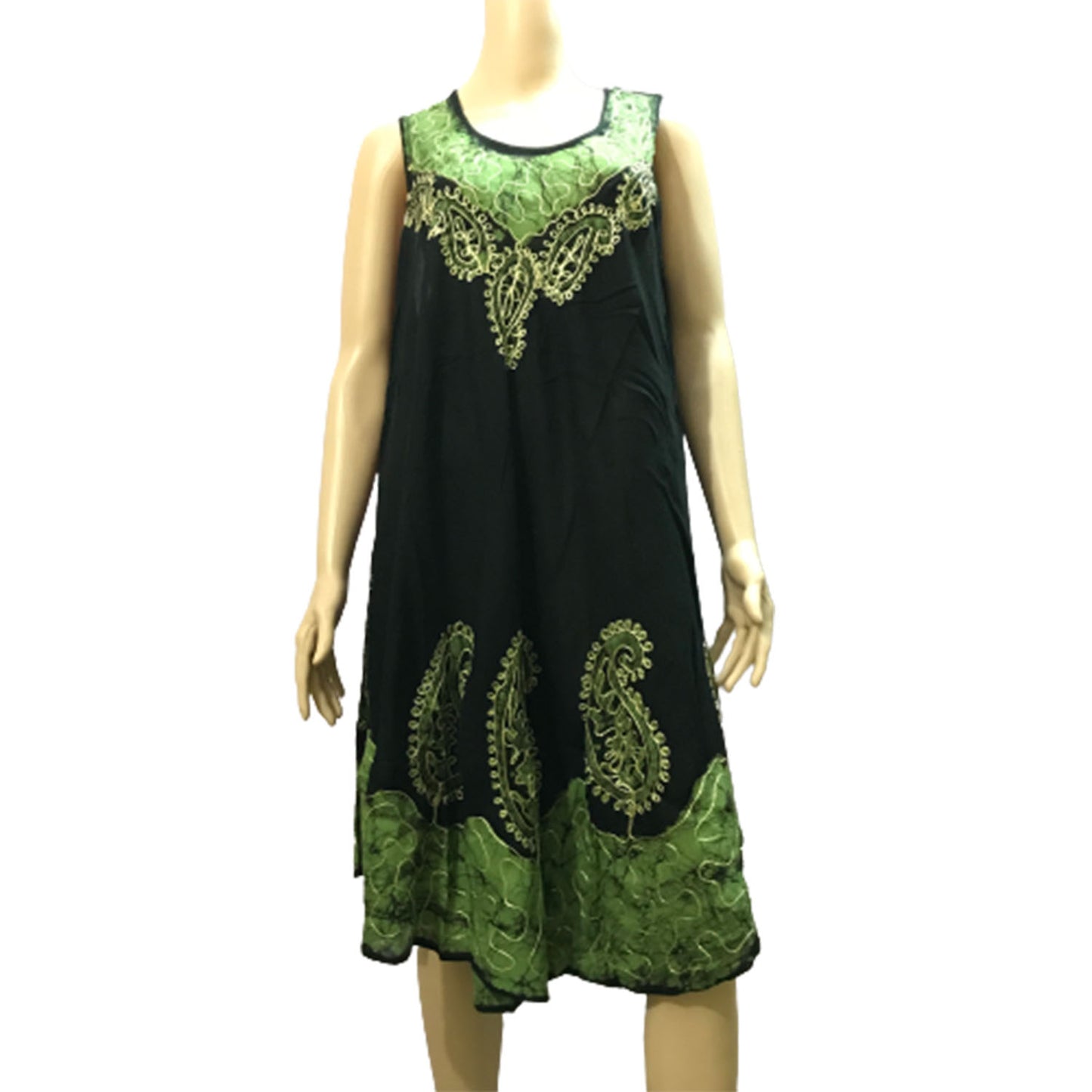 Ganesha Handicrafts Solid Colour Print Cut Sleeve Dress, Sleeve Dress, Solid Colour Print, Cut Sleeve, Blue & Black Sleeve,Printed Dress, Branded Dress