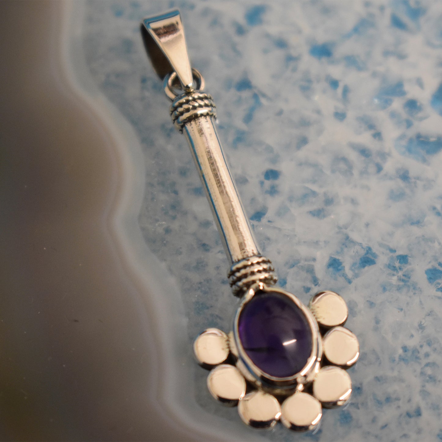 Ganesha Handicrafts, Sterling Silver Amethyst Key Pendant (925), Sterling Silver Amethyst Key Pendant, Silver Amethyst Key Pendant, 925-Silver Amethyst Pendant, Womens Trending Pendant, Amethyst Pendant, Womens New Modern Pendant. 