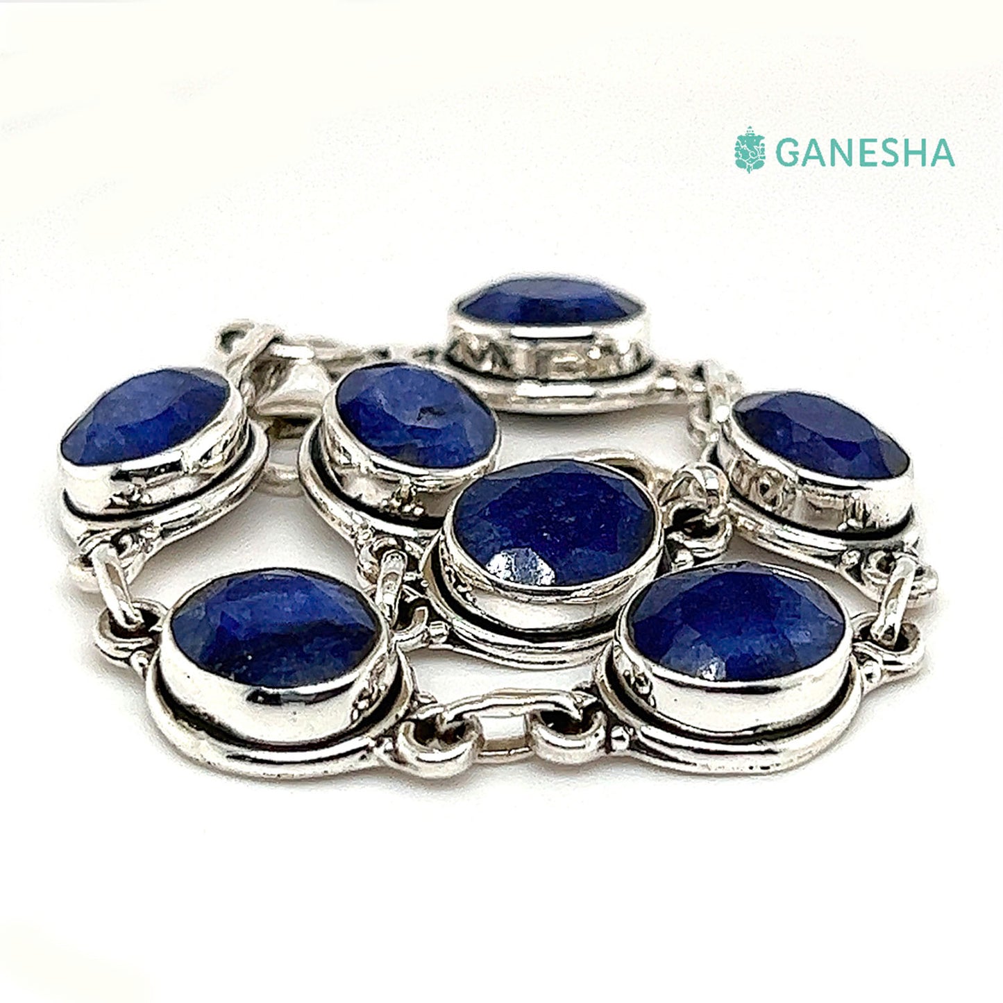 Ganesha Handicrafts, Sterling Silver Bracelet (925) Blue Sapphires, Sterling Silver Bracelet, 925 Blue Sapphires Silver Bracelet, New Trending Bracelet, Women's Bracelet. 