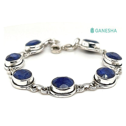Ganesha Handicrafts, Sterling Silver Bracelet (925) Blue Sapphires, Sterling Silver Bracelet, 925 Blue Sapphires Silver Bracelet, New Trending Bracelet, Women's Bracelet. 