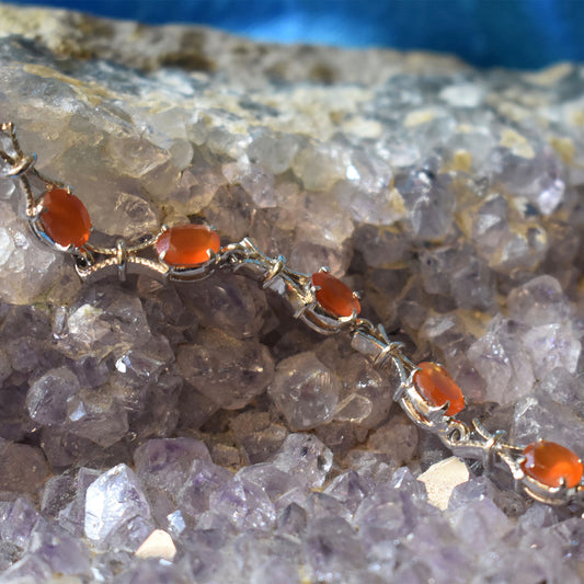 Ganesha Handicrafts Sterling Silver Carnelian Bracelet (925), Bracelet, Silver bracelet, Carnelian  Bracelet, Sterling Silver, Bracelet (925), Orange Stone Barcelet