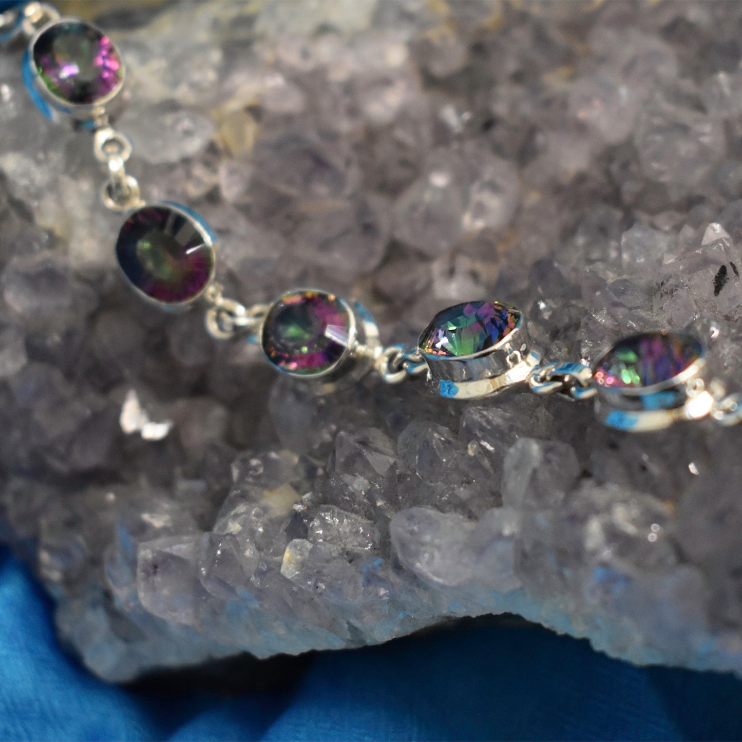 Ganesha Handicrafts, Sterling Silver Mystic Topaz Bracelet, Sterling Silver Bracelet, Sterling Silver Mystic Topaz Bracelet, Mystic Topaz Bracelet, Womens Bracelet, Womens Fashion Bracelet, Stylish Bracelet.