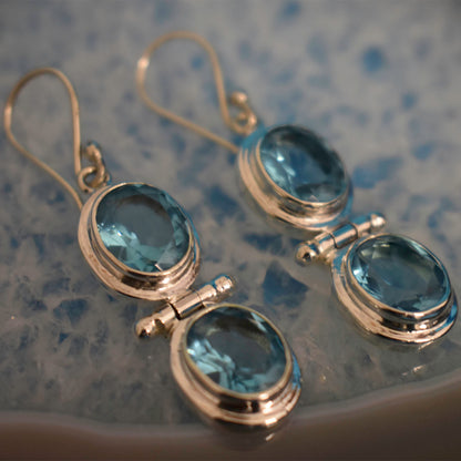 Ganesha Handicrafts, Topaz Double Drop Earrings, Sterling Silver Double Drop Earrings (925), Double Drop Earrings, 925-Sterling Silver Double Drop Earrings, Women's Trending Earrings, Womens Double drop Earring, Women's Modern Earrings, Fashion for Women's Earrings.  