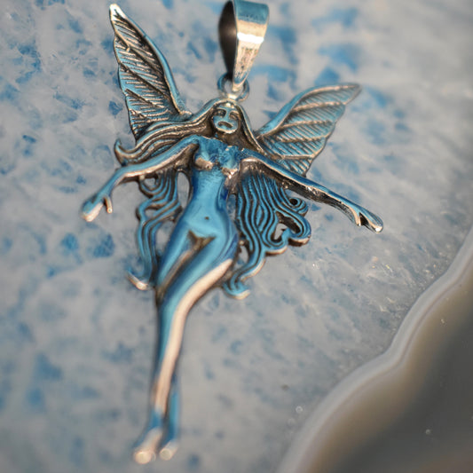 Ganesha Handicrafts, Sterling Silver Fairy Pendant (925), Silver Fairy Pendant, 925-Silver Fairy Pendant, Women's Trending Pendant, Women's Modern Pendant, Womens Pendant Models. 