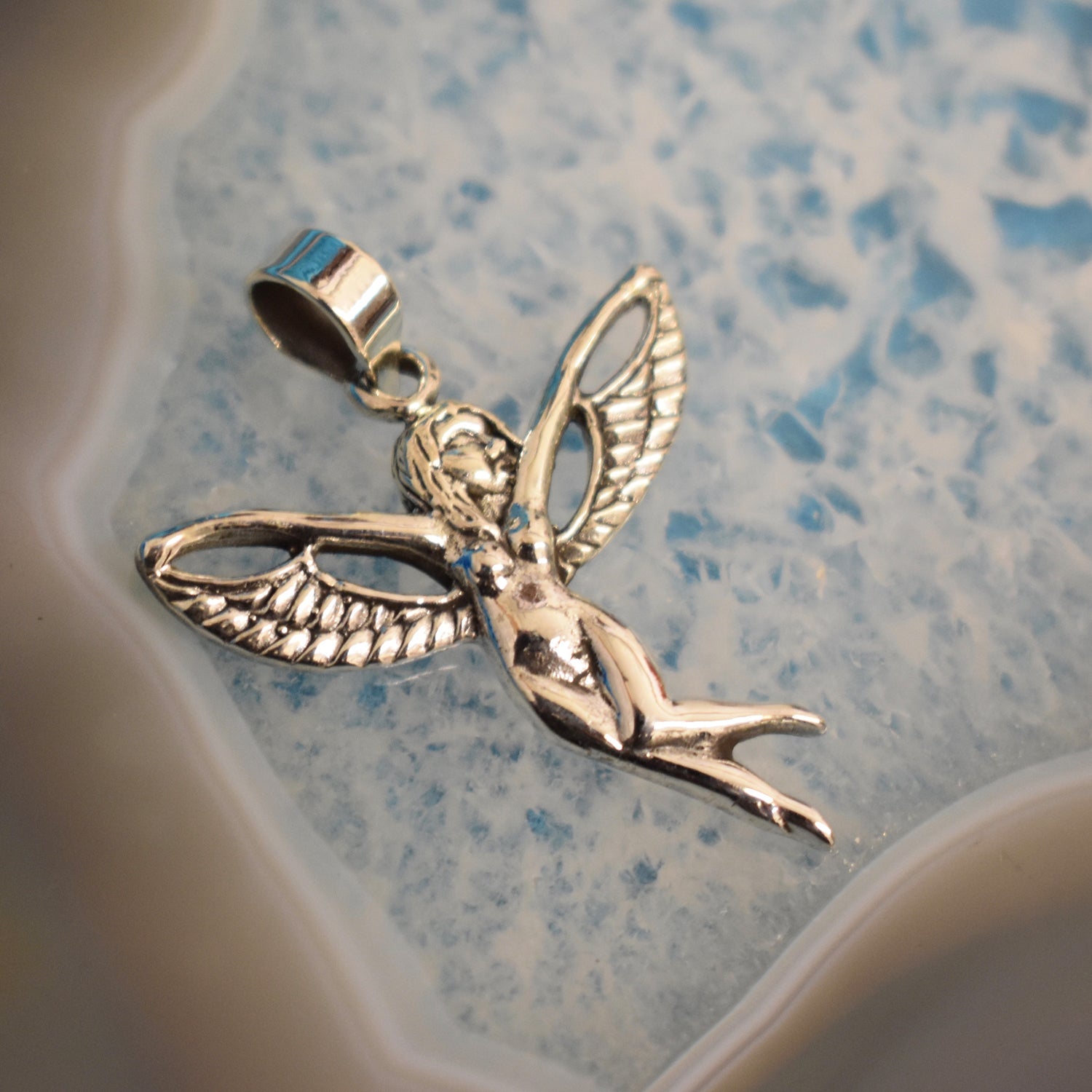 Ganesha Handicrafts, Sterling Silver Fairy Pendant (925), Silver Fairy Pendant, 925-Silver Fairy Pendant, Women's Trending Pendant, Women's Modern Pendant, Womens Pendant Models.