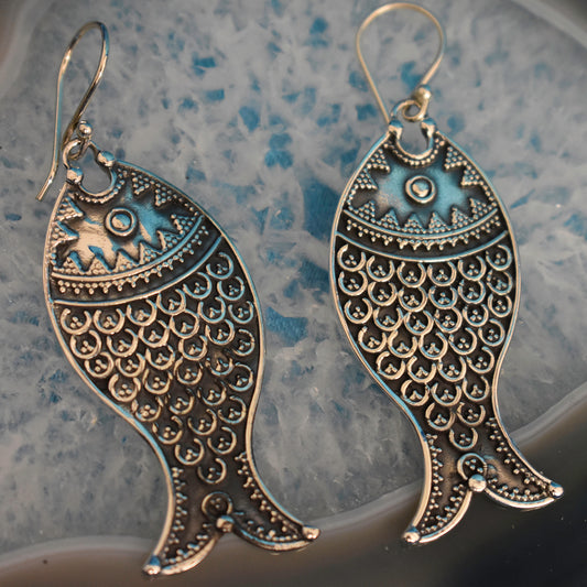  Submit Edit alt text Ganesha Handicrafts, Sterling Silver Fish Tail Earrings (925), Silver Fish Earrings, 925-Silver Earrings, Womens Trending Earrings,  Fish Tail Modal earrings, Women's Fashion Stylized Earrings.  