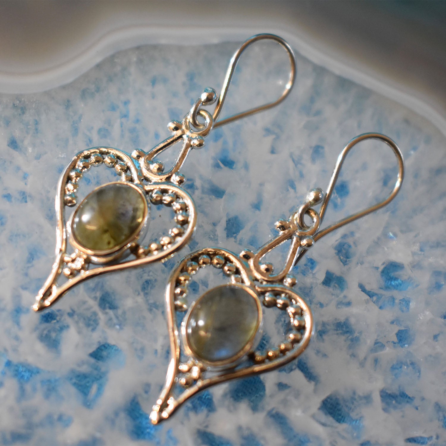 Ganesha Handicrafts Sterling Silver Heart Earrings (925), Earrings, Heart Earrings, Silver Earrings, Silver Heart Earrings, Sterling Earrings