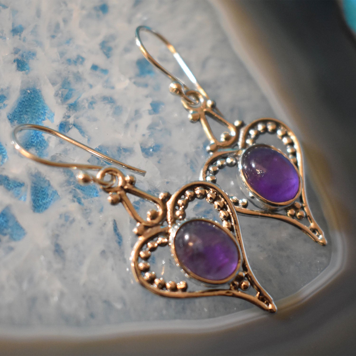 Ganesha Handicrafts Sterling Silver Heart Earrings (925), Earrings, Heart Earrings, Silver Earrings, Silver Heart Earrings, Sterling Earrings\