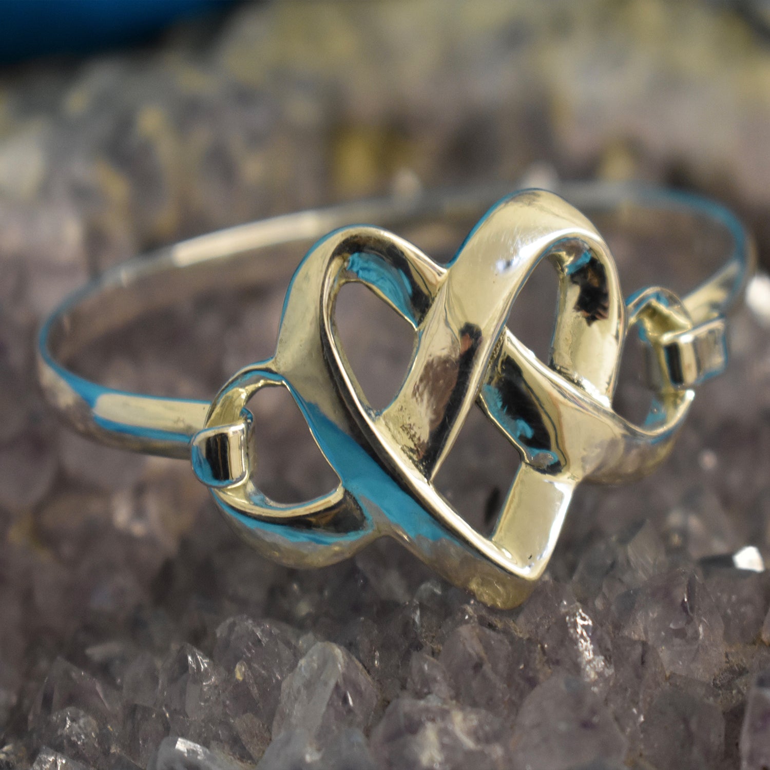 Ganesha Handicrafts, Sterling Silver Heart Knot Bangle (925), Silver Heart Knot Bangle, 925-silver Knot Bangle, Womens Trending Bangle, Womens Fashion Ring Bangle, Heart Knot Bangle.
