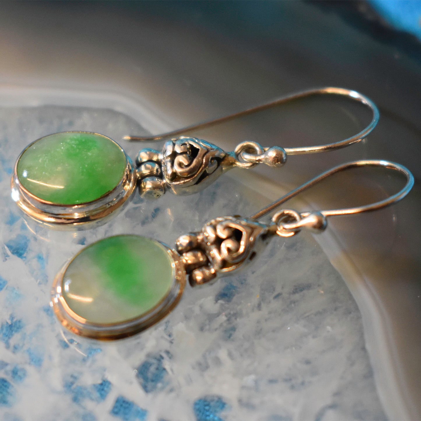 Ganesha Handicrafts, Sterling Silver Jade Earrings (925), Sterling Silver Jade Earrings, Sterling Earrings, Jade Earrings, 925 Sterling Silver Jade Earrings, Women's Earrings, Trending Earrings, Bisexual Earrings, Green Jade Earrings.