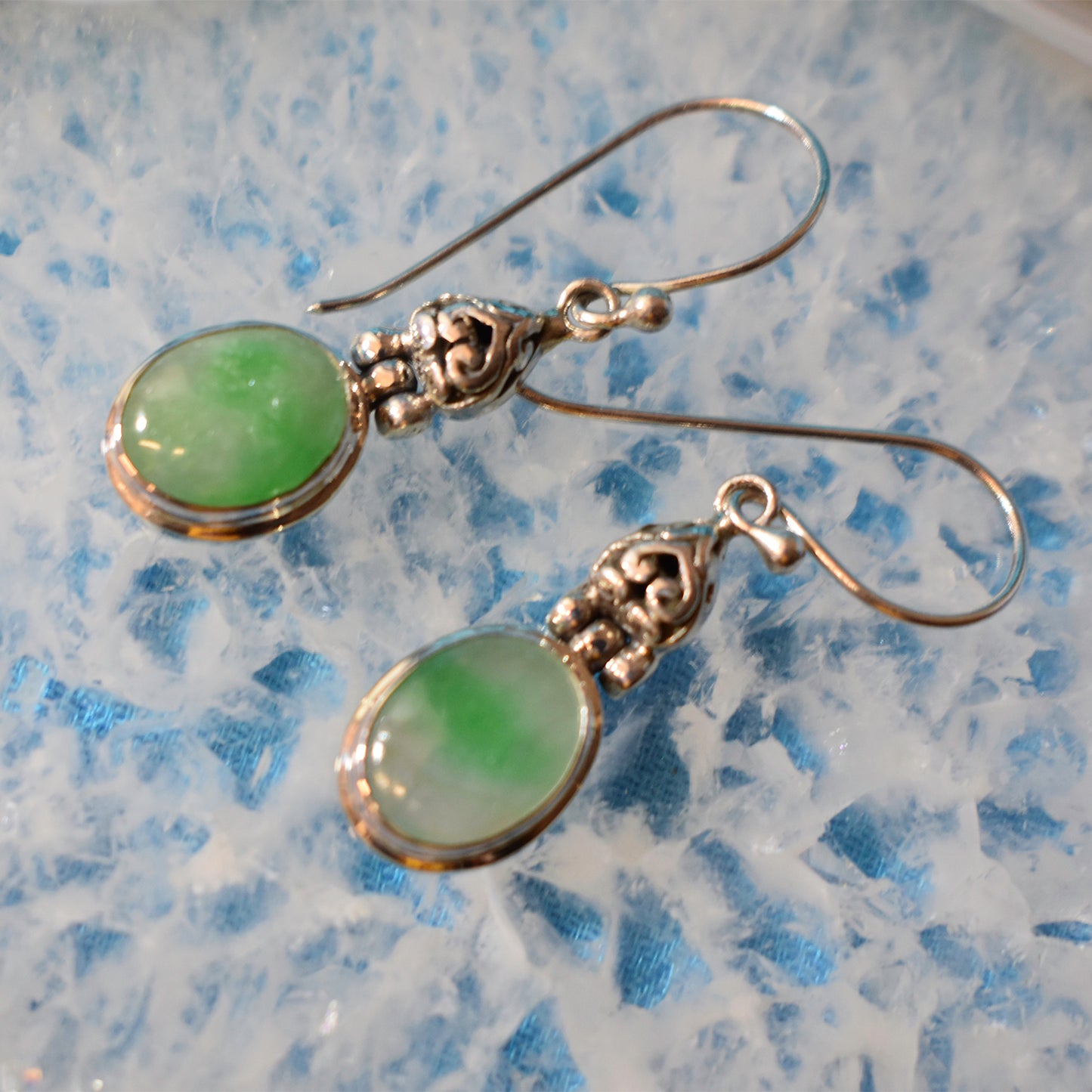 Ganesha Handicrafts, Sterling Silver Jade Earrings (925), Sterling Silver Jade Earrings, Sterling Earrings, Jade Earrings, 925 Sterling Silver Jade Earrings, Women's Earrings, Trending Earrings, Bisexual Earrings, Green Jade Earrings.