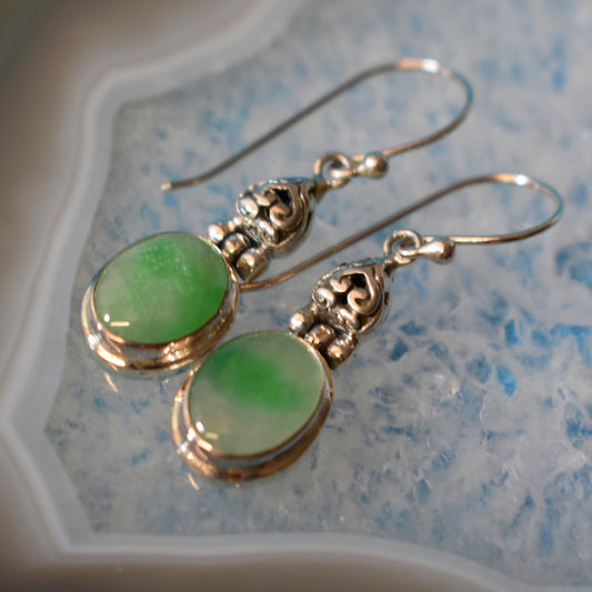 Ganesha Handicrafts, Sterling Silver Jade Earrings (925), Sterling Silver Jade Earrings, Sterling Earrings, Jade Earrings, 925 Sterling Silver Jade Earrings, Women's Earrings, Trending Earrings, Bisexual Earrings.