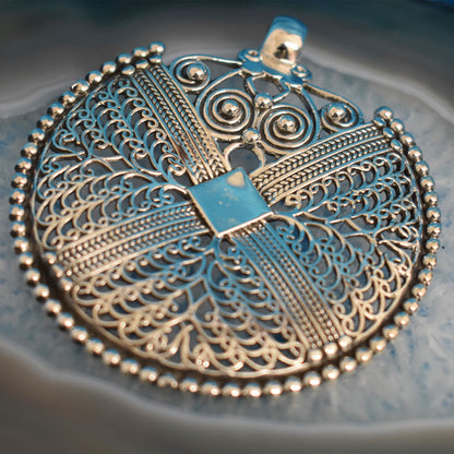 Ganesha Handicrafts Sterling Silver Large Medallion Pendant (925), Pendant, Medallion Pendant, Large Medallion Pendant, Sterling Silver Pendant, Large Medallion Pendant, Silver Medallion Pendant