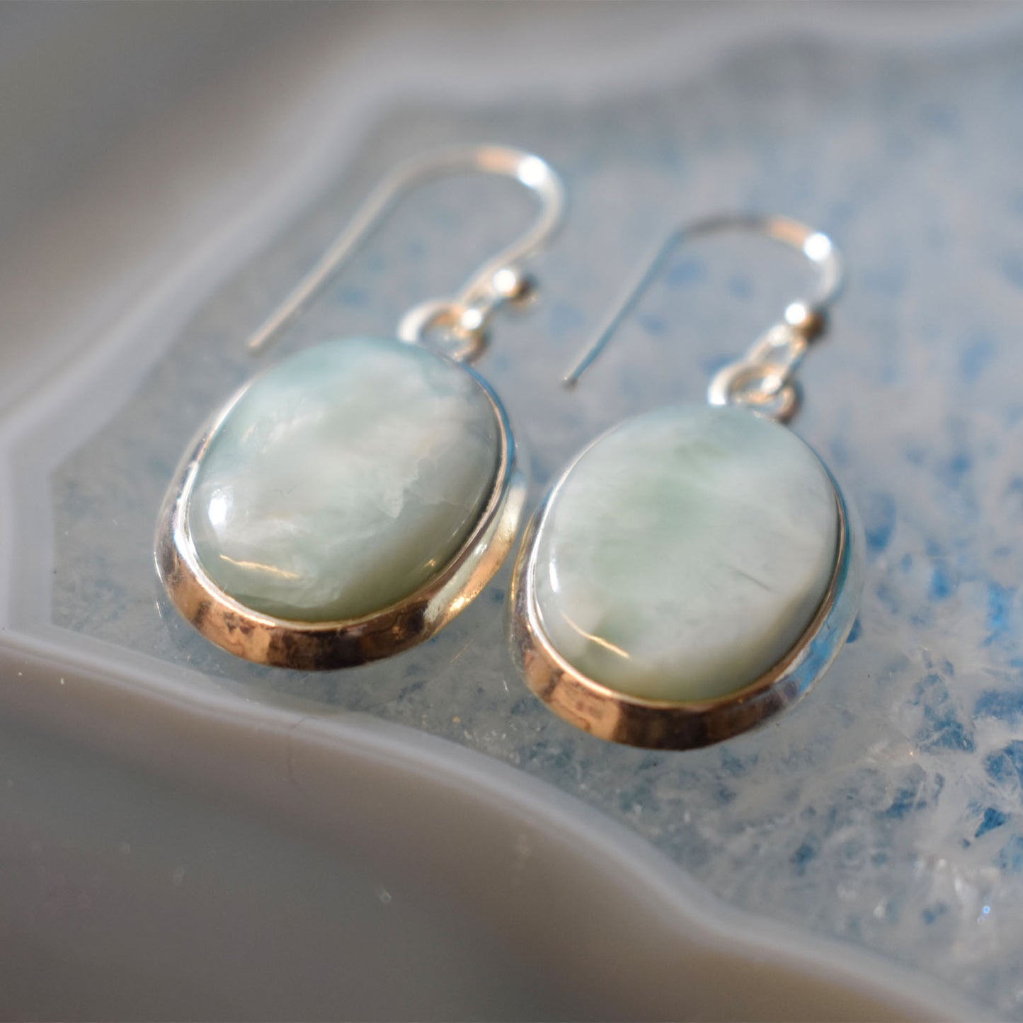 Ganesha Handicrafts Sterling Silver Larimar Earrings (925), Earrings, Sterling Earrings, Larimar Earings, Silver Earings, Silver Larimar Earings