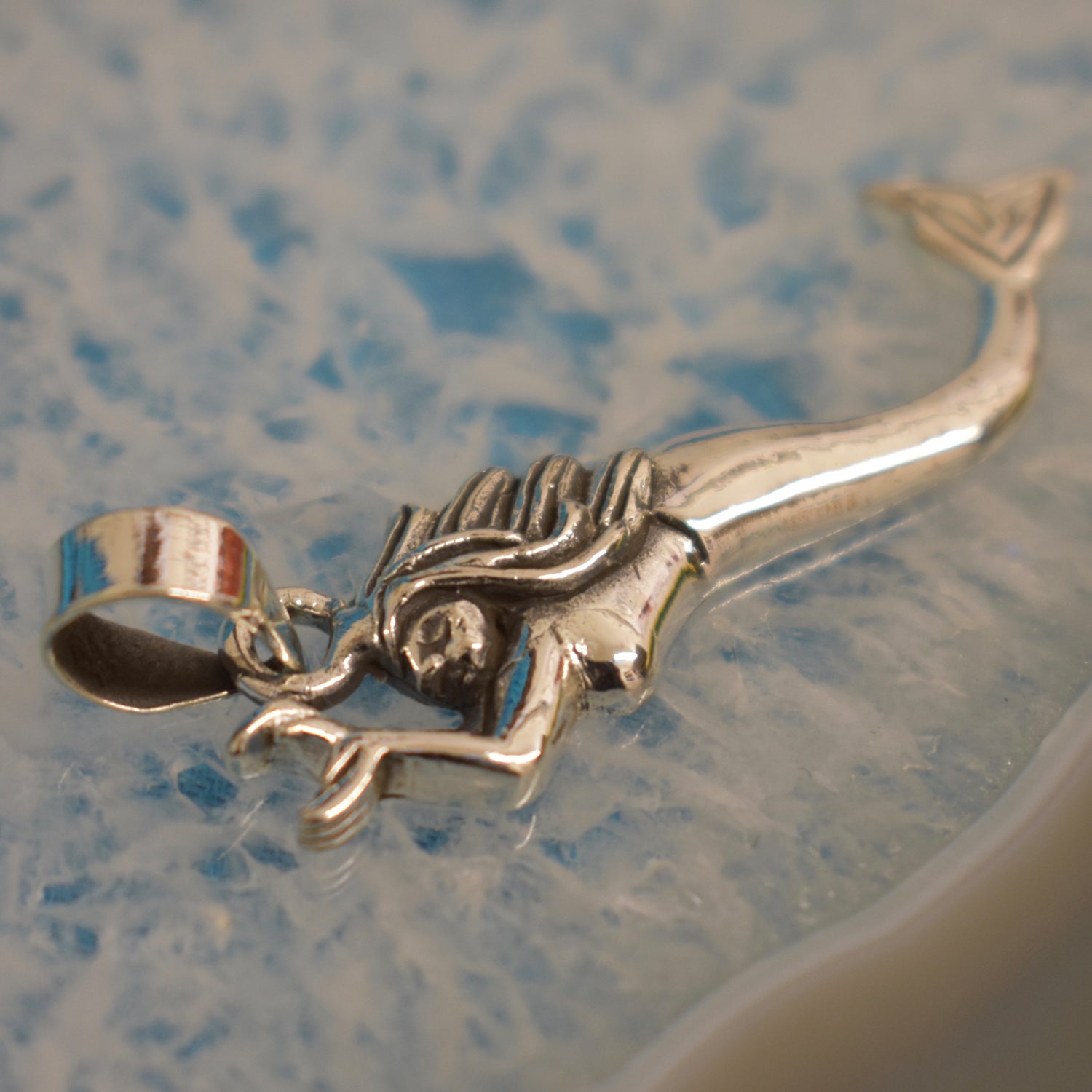 Ganesha Handicrafts, Sterling Silver Mermaid Pendant (925), Silver Mermaid Pendant, 925-Silver Pendant, Mermaid Pendant, Womens Modern Pendant, Stylish Model Pendant for Women, Women's Trending Pendant. 