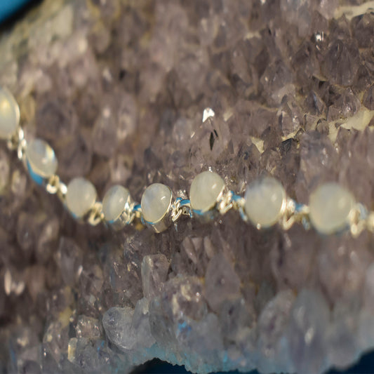 Ganesha Handicrafts, Sterling Silver Moonstone Bracelet (925), Sterling Silver Moonstone Bracelet, Sterling Silver Bracelet, 925-Sterling Silver Bracelet, Women's Trending Bracelet, Womens Stylish Bracelet. 