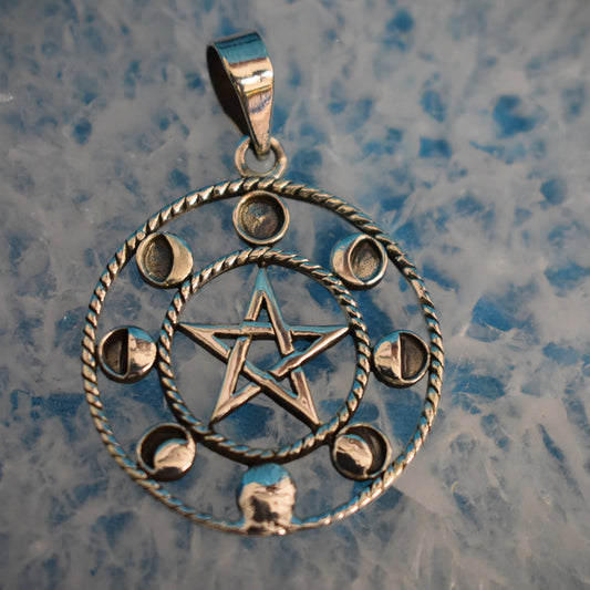 Ganesha Handicrafts, Sterling Silver Pentagram Lunar Pattern (925), Sterling Silver Pattern, 925-Silver Pattern, Womens Trending Pattern, Womens New Model Pattern, Womens Stylish Pattern. 