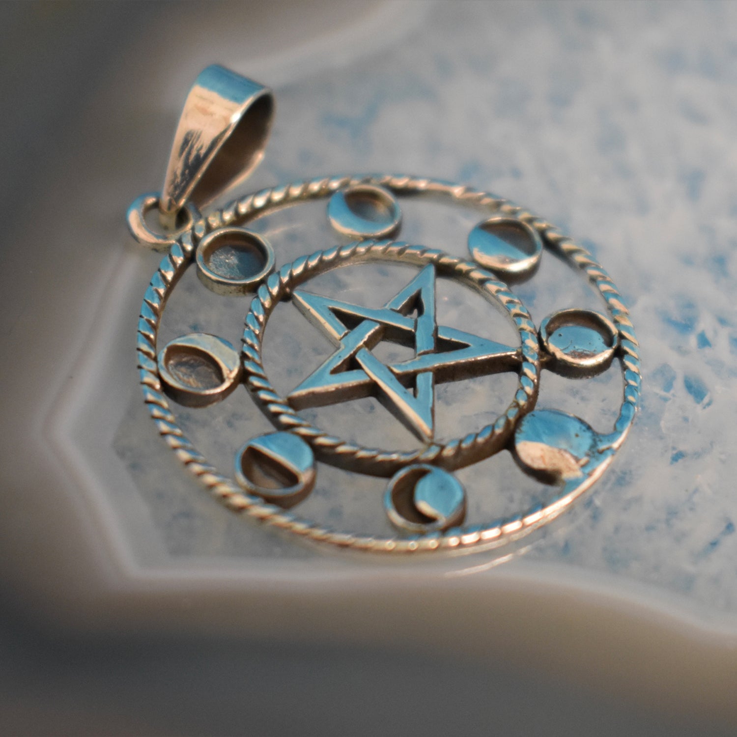 Ganesha Handicrafts, Sterling Silver Pentagram Lunar Pattern (925), Sterling Silver Pattern, 925-Silver Pattern, Womens Trending Pattern, Womens New Model Pattern, Womens Stylish Pattern. 