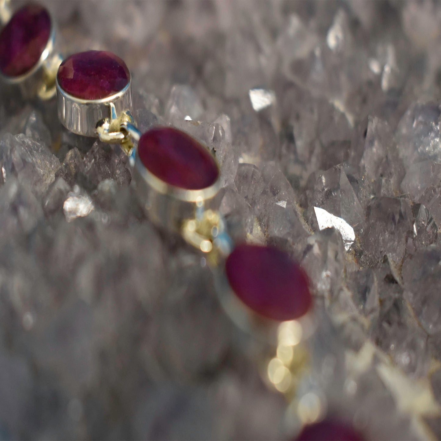 Ganesha Handicrafts, Sterling Silver Ruby Bracelet, Ruby Silver Bracelet, 925-Silver Bracelet, Women's Trending Bracelet, Stylish Bracelet, Women's Modern Bracelet. 