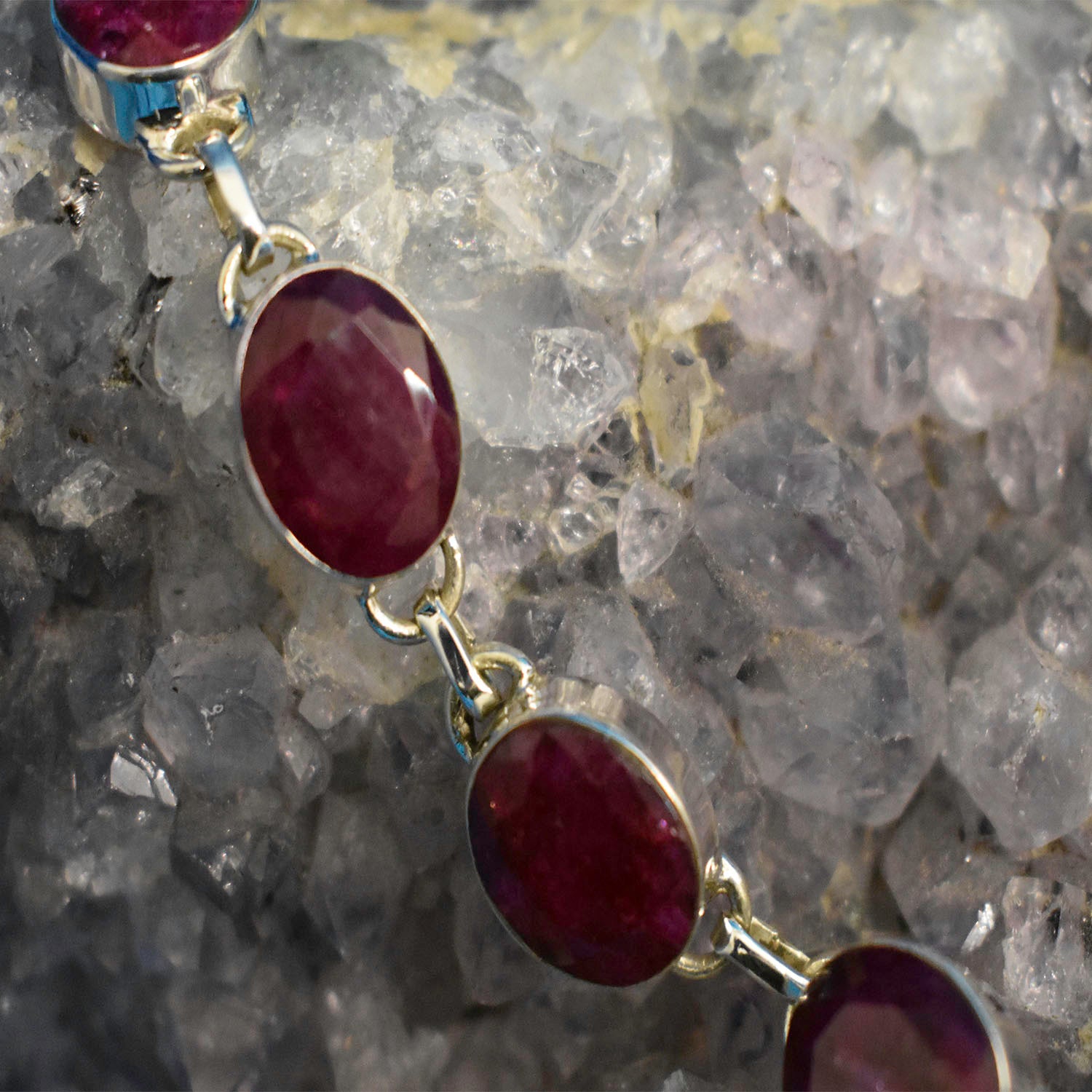 Ganesha Handicrafts, Sterling Silver Ruby Bracelet, Ruby Silver Bracelet, 925-Silver Bracelet, Women's Trending Bracelet, Stylish Bracelet, Women's Modern Bracelet. 