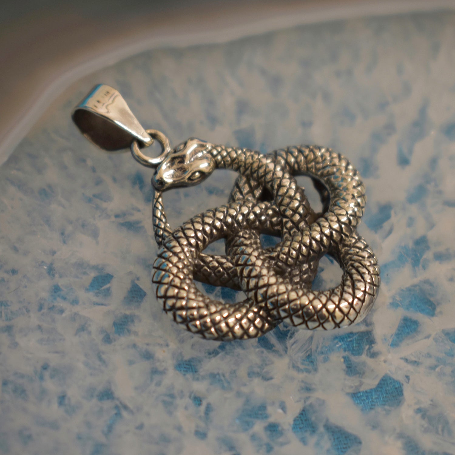Ganesha Handicrafts, Sterling Silver Snake Knot Pendant, 925-Silver Pendant, Sterling Silver Snake Pendant, Snake Knot Silver Pendant, Bisexual Pendant, Women's Stylized Pendant, Trending Pendant.
