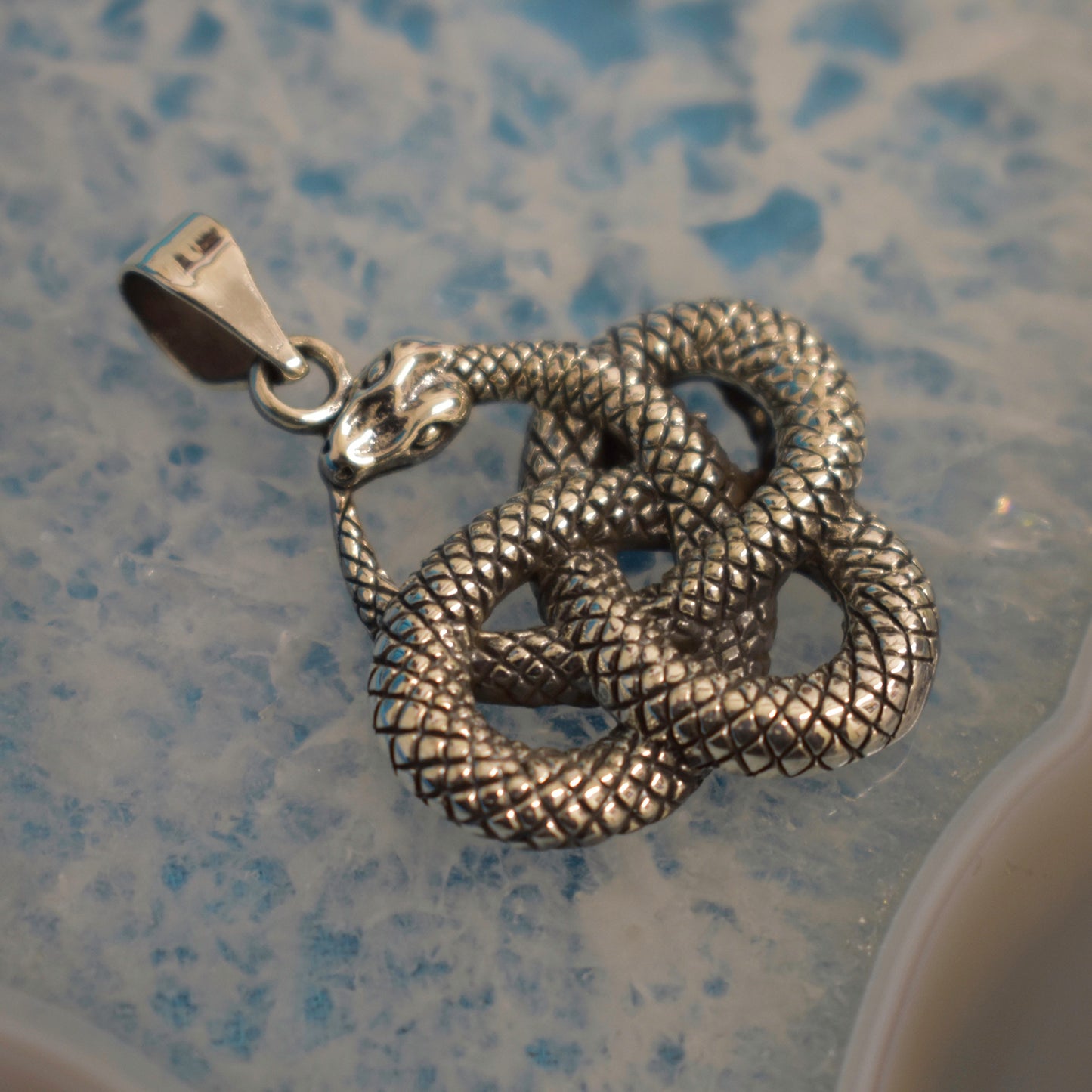 Ganesha Handicrafts, Sterling Silver Snake Knot Pendant, 925-Silver Pendant, Sterling Silver Snake Pendant, Snake Knot Silver Pendant, Bisexual Pendant, Women's Stylized Pendant, Trending Pendant.