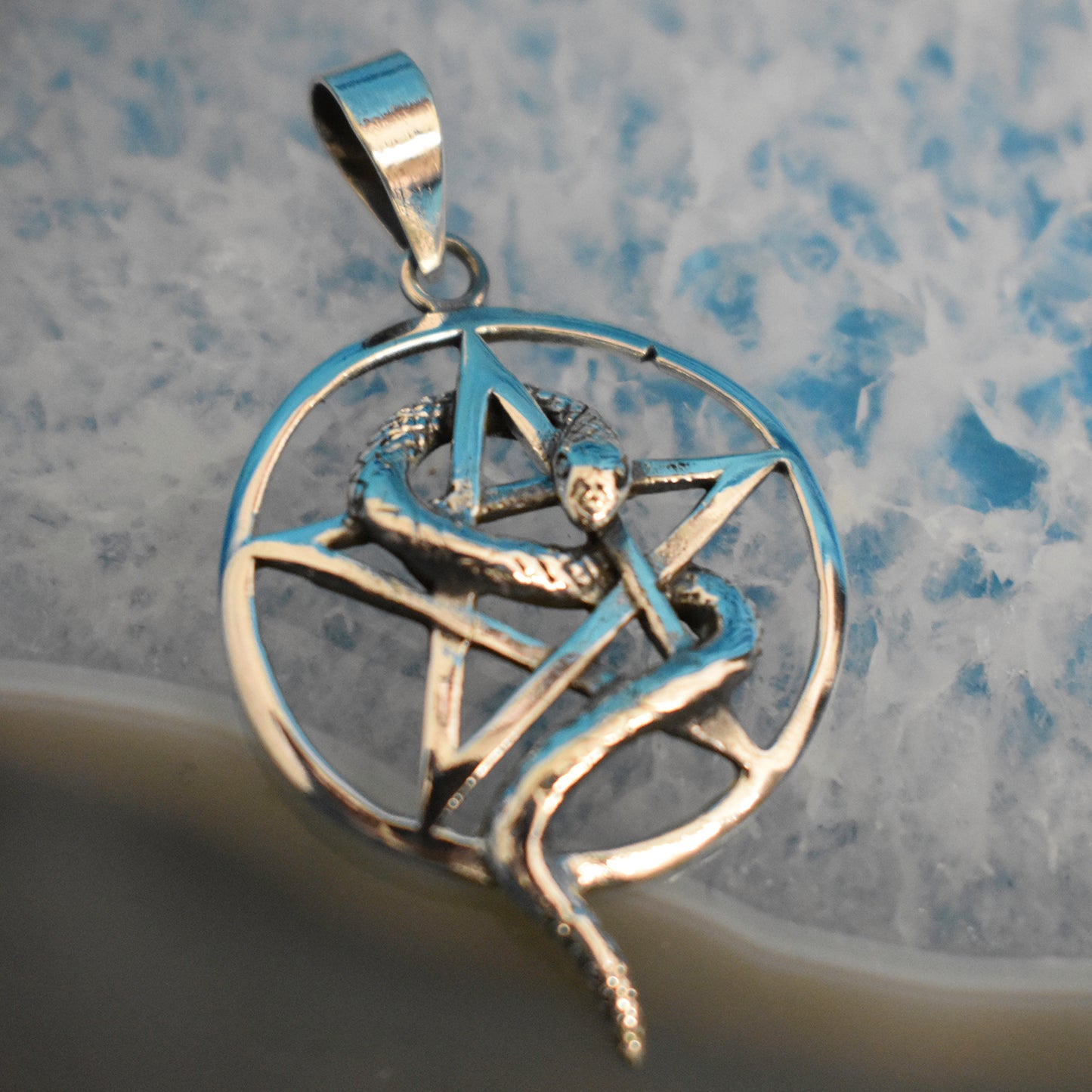 Ganesha Handicrafts, Sterling Silver Snake Wrap Pentagram, Sterling Silver Pentagram, 925-Sterling Silver Pentagram, Snake silver Wrap Pentagram, Trending Snake Wrap Pentagram.