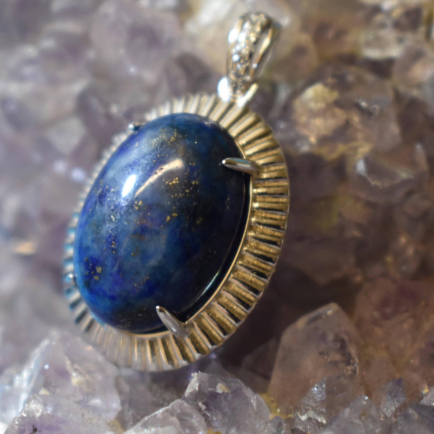 Ganesha Handicrafts, Sterling Silver Sodalite Pendant, Silver Sodalite Pendant, 925-Silver Sodalite Pendant, Women's Trending Pendant, Women's Modern Pendant.