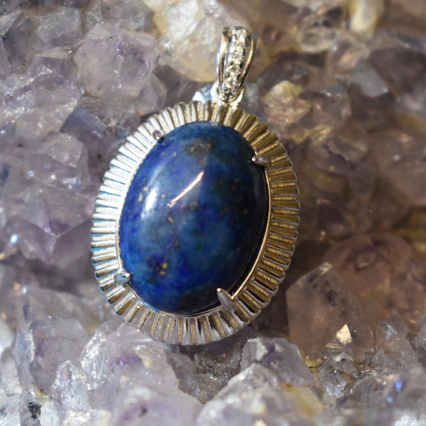 Ganesha Handicrafts, Sterling Silver Sodalite Pendant, Silver Sodalite Pendant, 925-Silver Sodalite Pendant, Women's Trending Pendant, Women's Modern Pendant.