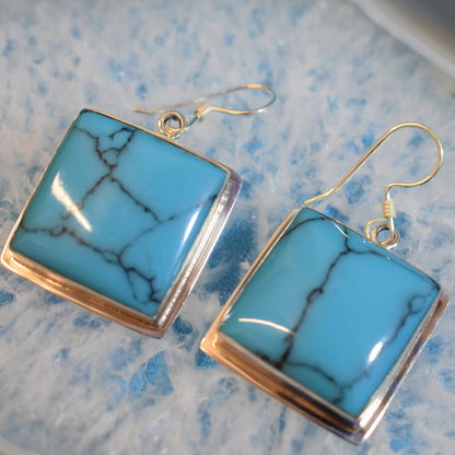Ganesha Handicrafts, Sterling Silver Turquoise Earrings (925), Silver Earrings, 925-Silver Earring, Womens Trending Earrings, Women Fashion Earring, Turquoise Earrings, Stylish Earring. 