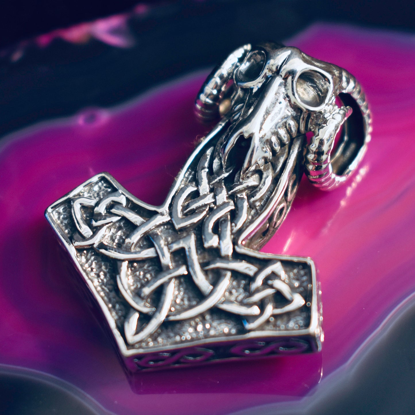 Ganesha Handicrafts, Thor Hammer Ramshead Style Pendant (925), Hammer Style Pendant, 925- Hammer Style Pendant, Women's Trending Pendant, New trending Pendant, Women's Modern Pendant, Women's New Model Pendant, Women's Fashion Pendant.  