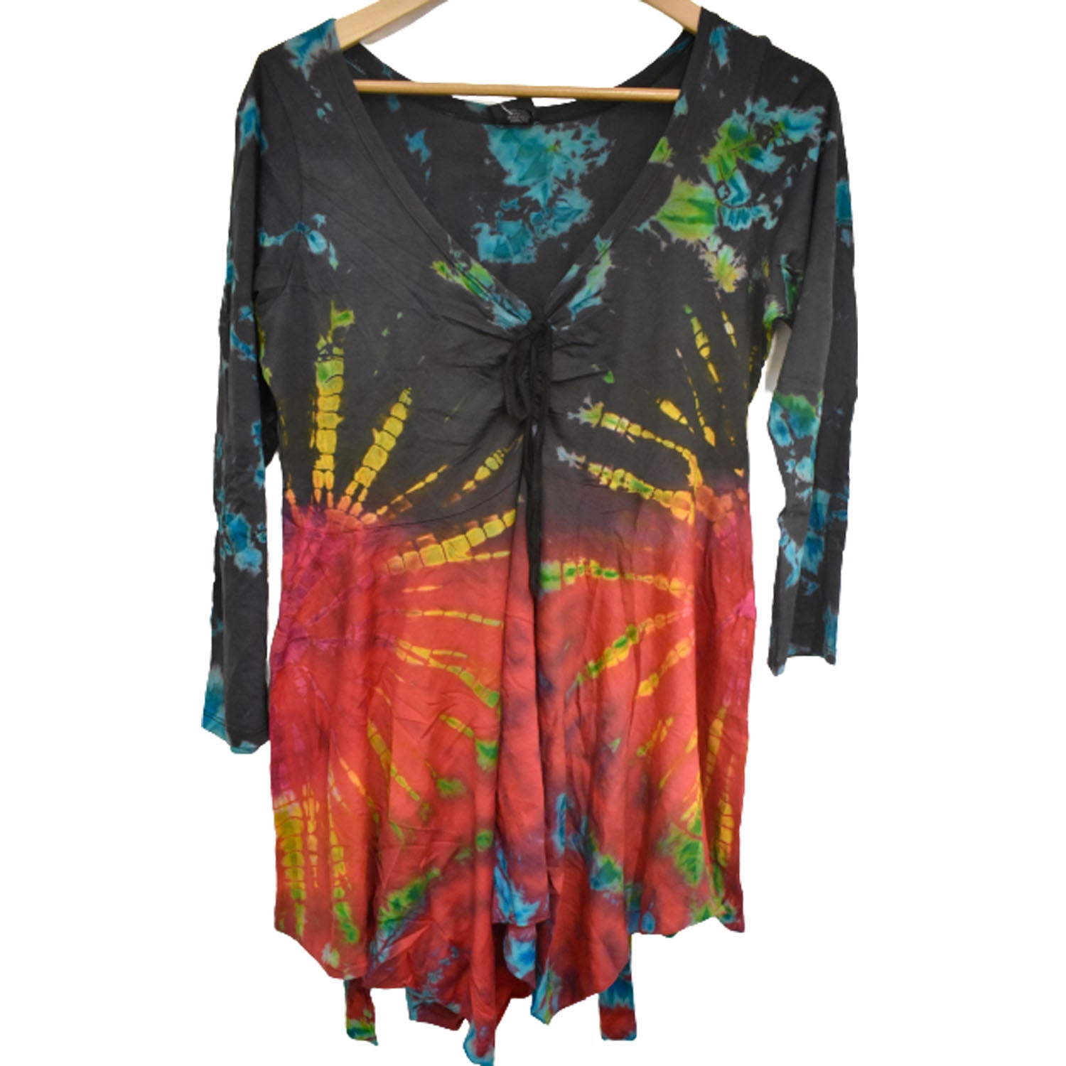 Ganesha Handicraft Tie-Dye Blouse , Multicolour blouse , Cotton blouse , Full sleeve blouse , Trending blouse , Stylish tie dye blouse , Handcrafte blouse