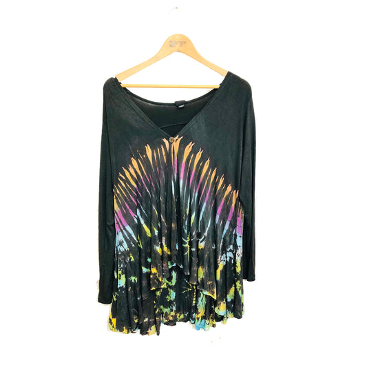 Ganesha Handicrafts Tie Dye Buttoned Cardigan, Cardigan, Buttoned Cardigan, Dye Buttoned, Tie Cardigan, Balck Cardigan, Multicoloured Cardigan