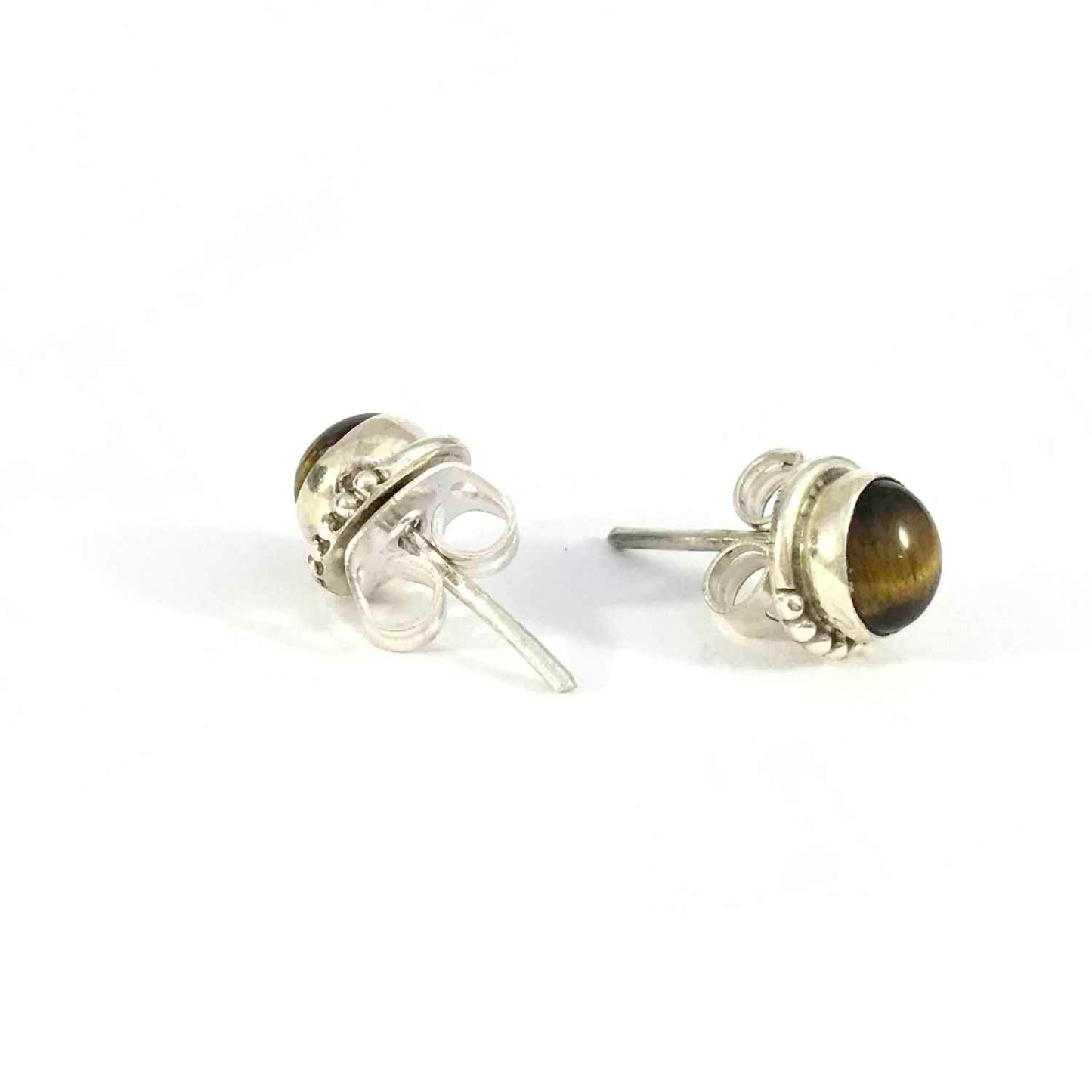 Ganesha Handicrafts, Tiger's Eye Stud Earrings | 925 Sterling Silver, Tiger's Eye Stud Earrings, 925 Silver Earring, New Model Stud Earring, Womens Fashion Stud, Earrings, womens Tiger Eye model Stud Earring.  