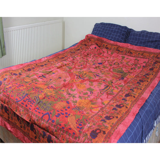 Ganesha handicrafts- Tree of Life Cotton Bed Throw, Tree of Life Cotton Bed Throw, Bed throw, Cotton Bed Throw, Cotton Bed, Tree of Life Cotton Bed, Tree of Life Cotton Bed Throw, Life cotton Bed Throw, Red colour Tree of Life Cotton Bed Throw.