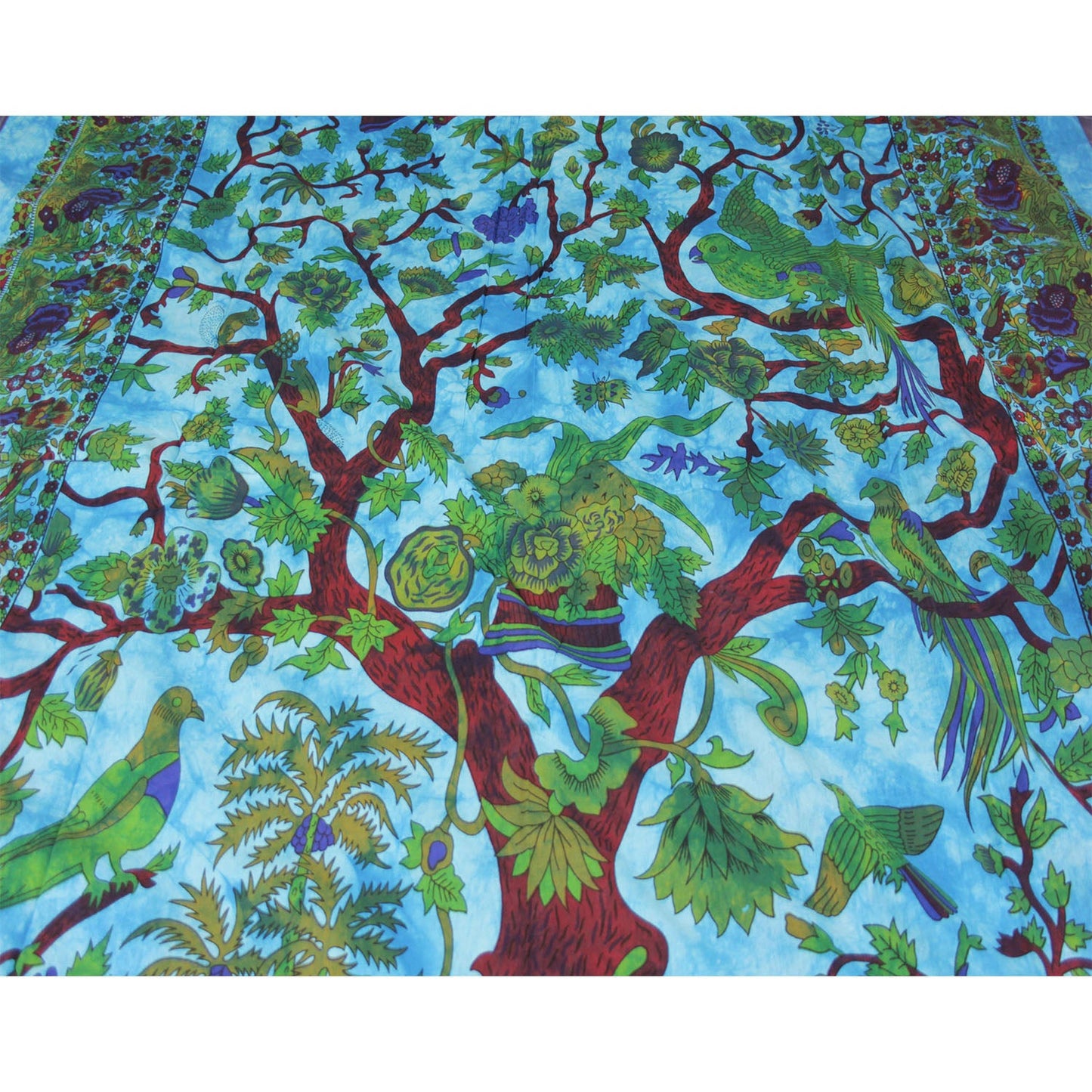 Ganesha handicrafts- Tree of Life Cotton Bed Throw, Tree of Life Cotton Bed Throw, Bed throw, Cotton Bed Throw, Cotton Bed, Tree of Life Cotton Bed, Tree of Life Cotton Bed Throw, Life cotton Bed Throw, Green and Blue Shadow colour Tree of Life Cotton Bed Throw.