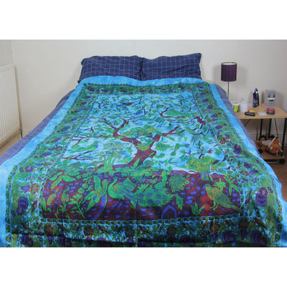 Ganesha handicrafts- Tree of Life Cotton Bed Throw, Tree of Life Cotton Bed Throw, Bed throw, Cotton Bed Throw, Cotton Bed, Tree of Life Cotton Bed, Tree of Life Cotton Bed Throw, Life cotton Bed Throw, Green and Blue colour Tree of Life Cotton Bed Throw.