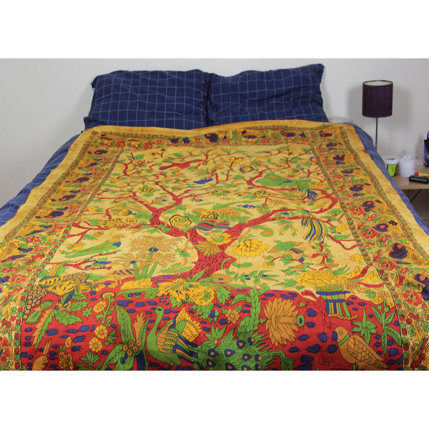 Ganesha handicrafts- Tree of Life Cotton Bed Throw, Tree of Life Cotton Bed Throw, Bed throw, Cotton Bed Throw, Cotton Bed, Tree of Life Cotton Bed, Tree of Life Cotton Bed Throw, Life cotton Bed Throw, Orange colour Tree of Life Cotton Bed Throw.