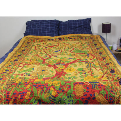 Ganesha handicrafts- Tree of Life Cotton Bed Throw, Tree of Life Cotton Bed Throw, Bed throw, Cotton Bed Throw, Cotton Bed, Tree of Life Cotton Bed, Tree of Life Cotton Bed Throw, Life cotton Bed Throw, Orange colour Tree of Life Cotton Bed Throw.