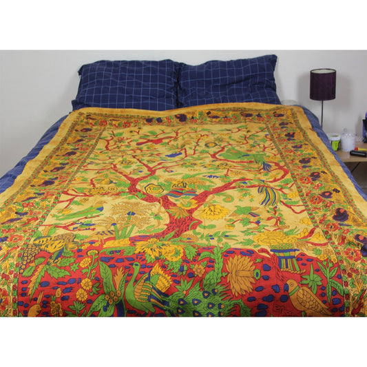Ganesha handicrafts- Tree of Life Cotton Bed Throw, Tree of Life Cotton Bed Throw, Bed throw, Cotton Bed Throw, Cotton Bed, Tree of Life Cotton Bed, Tree of Life Cotton Bed Throw, Life cotton Bed Throw, Orange colour Tree of Life Cotton Bed Throw.