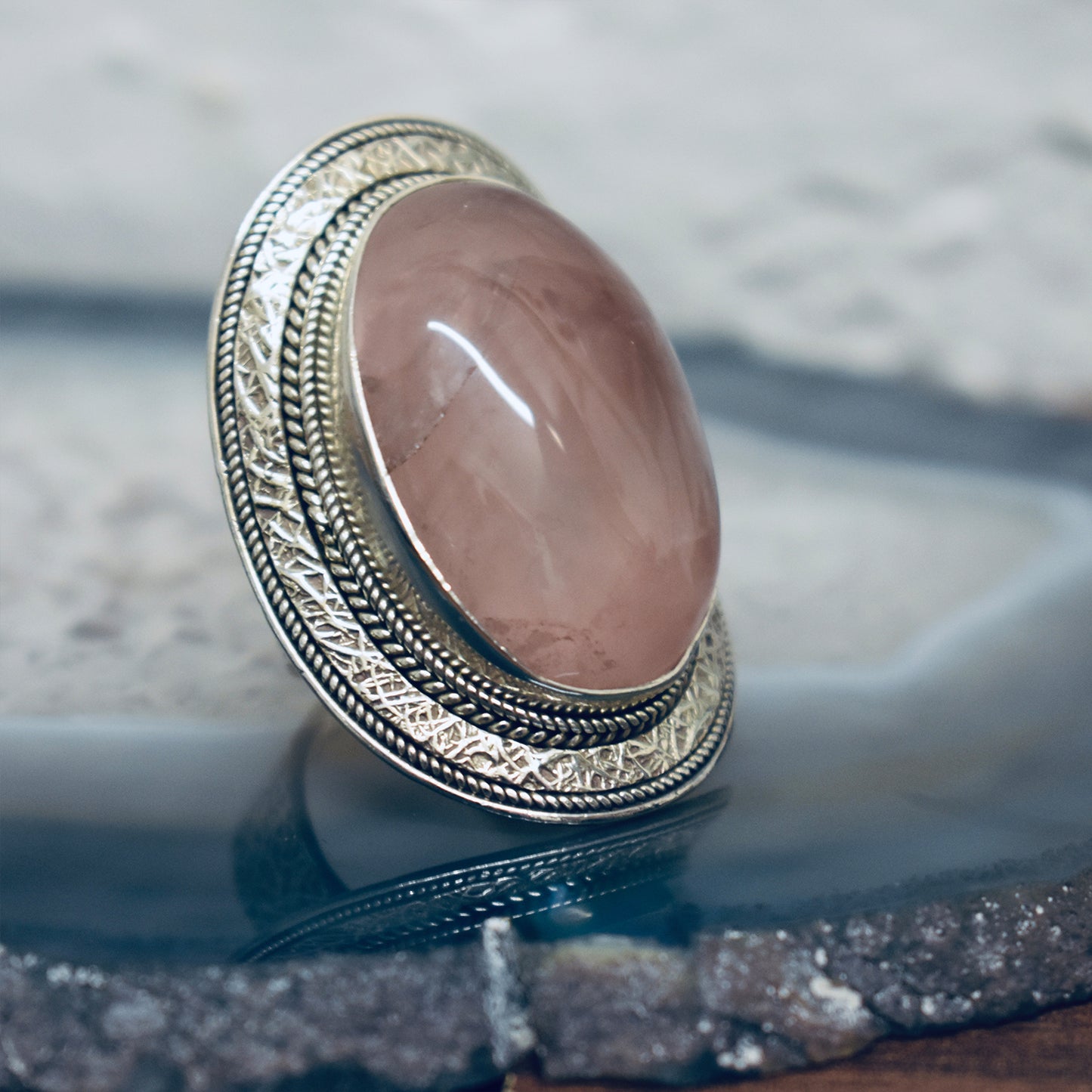 Ganesha Handicrafts, Vintage Rose Quartz Ring, Rose Quartz Ring, Vintage Rose Ring, Vintage Quartz Ring, Women's Trending Ring, New Modern Women's Ring, Women's stylish Ring.  