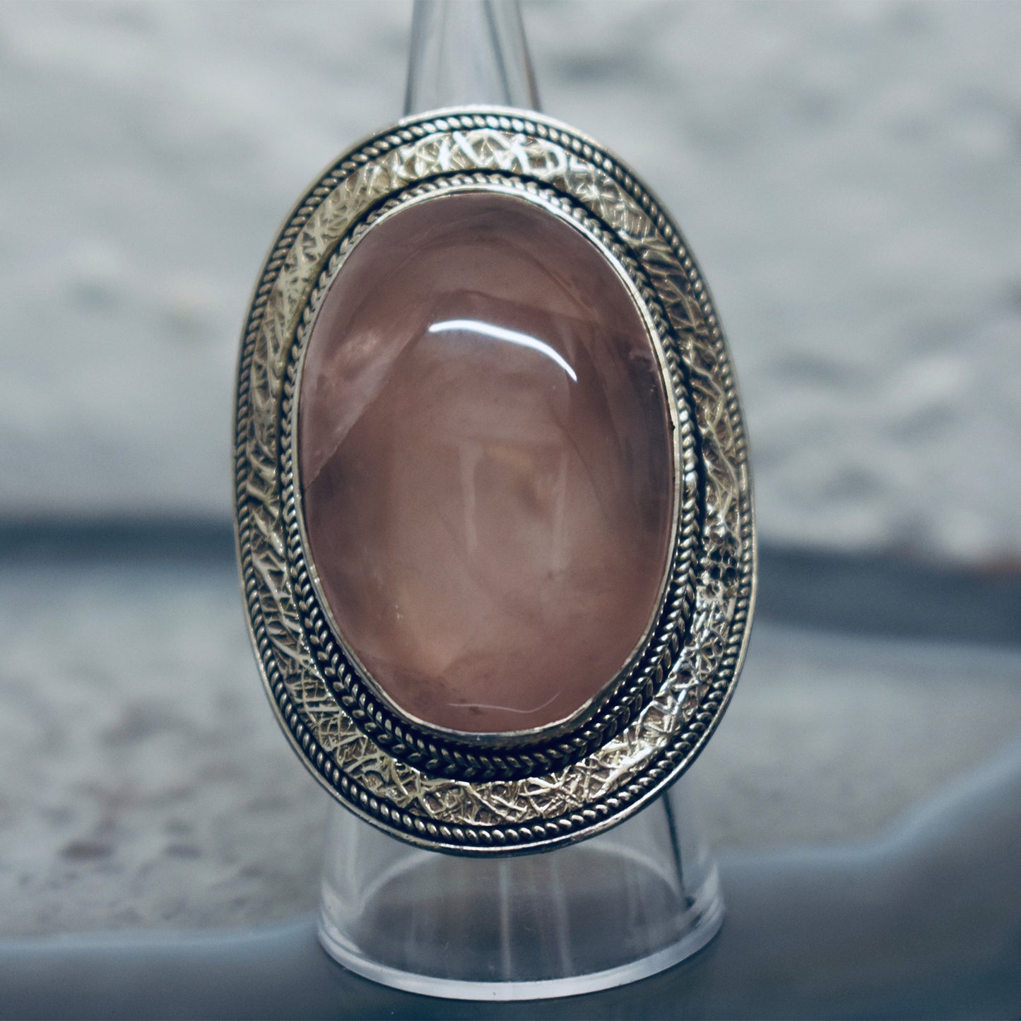 Ganesha Handicrafts, Vintage Rose Quartz Ring, Rose Quartz Ring, Vintage Rose Ring, Vintage Quartz Ring, Women's Trending Ring, New Modern Women's Ring, Women's stylish Ring.  