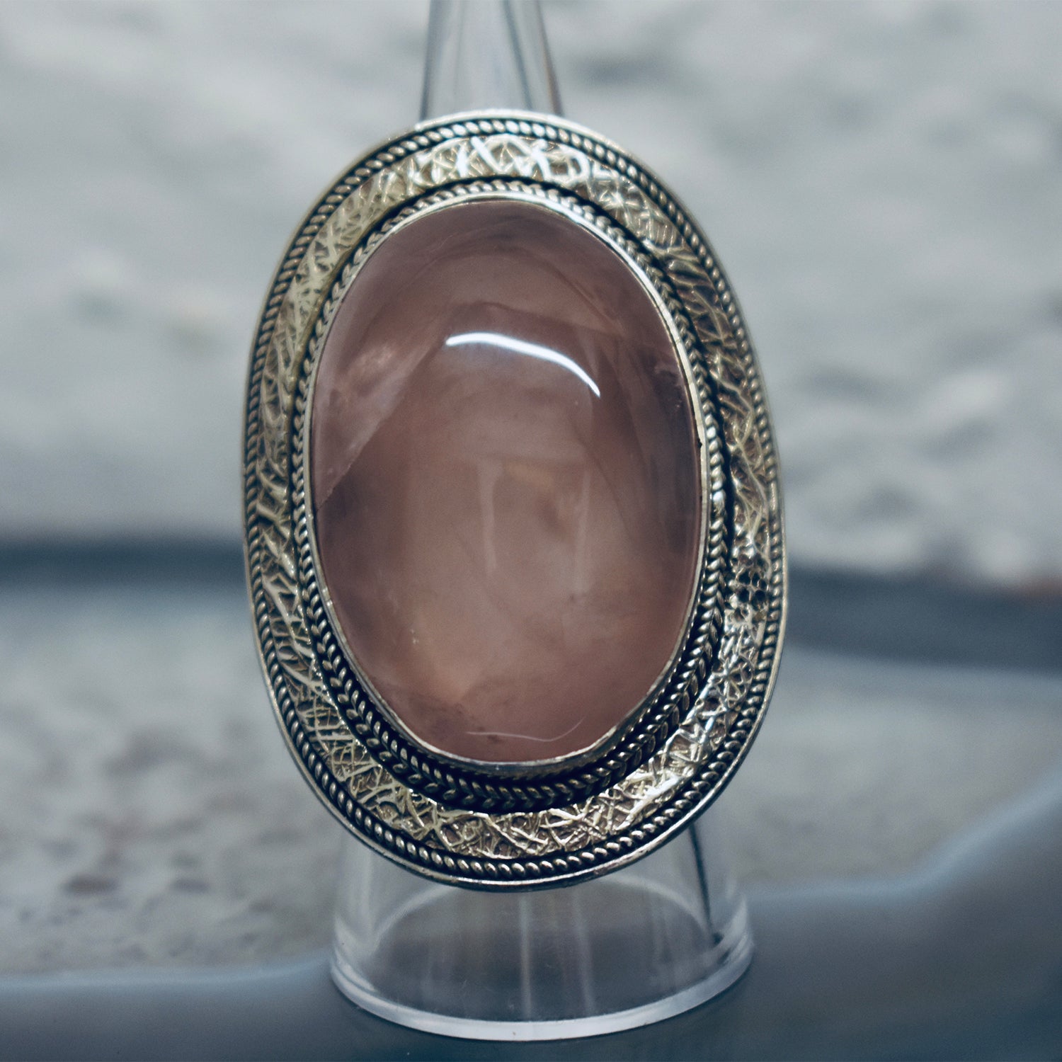 Ganesha Handicrafts, Vintage Rose Quartz Ring, Rose Quartz Ring, Vintage Rose Ring, Vintage Quartz Ring, Women's Trending Ring, New Modern Women's Ring, Women's stylish Ring.  