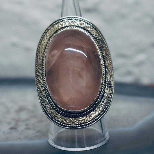 Ganesha Handicrafts, Vintage Rose Quartz Ring, Rose Quartz Ring, Vintage Rose Ring, Vintage Quartz Ring, Women's Trending Ring, New Modern Women's Ring, Women's stylish Ring.  