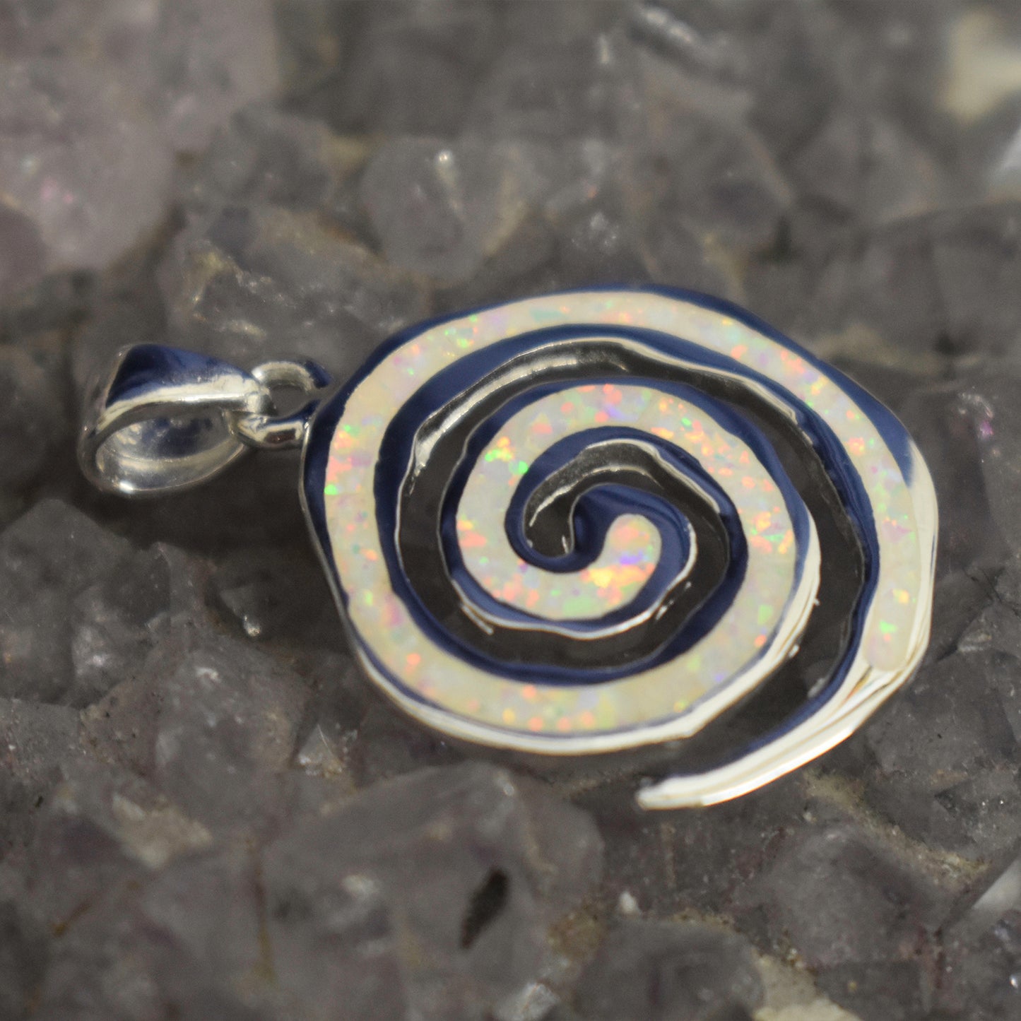 Ganesha Handicrafts, White Cultured Opal Pendant Swirl, Opal Pendant, White Opal Swirl Pendant, Womens Trending Opal Pendant Swirl, New Model Pendant, Womens Modern Pendant, women's Fashion Pendant. 